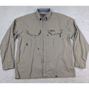Simms Long Sleeve Fishing Shirt Men's XL Beige 3xDry Vented Outdoors Hiking‎